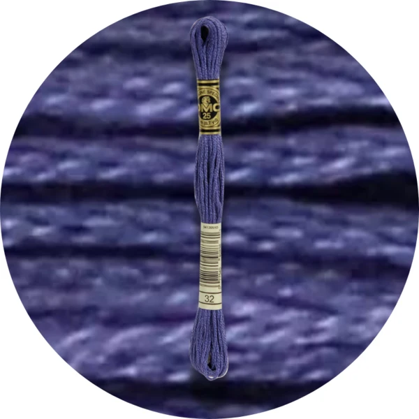 DMC Mouliné Spécial 25 Broderigarn, Ensfarvet, Blå/Lilla nuancer